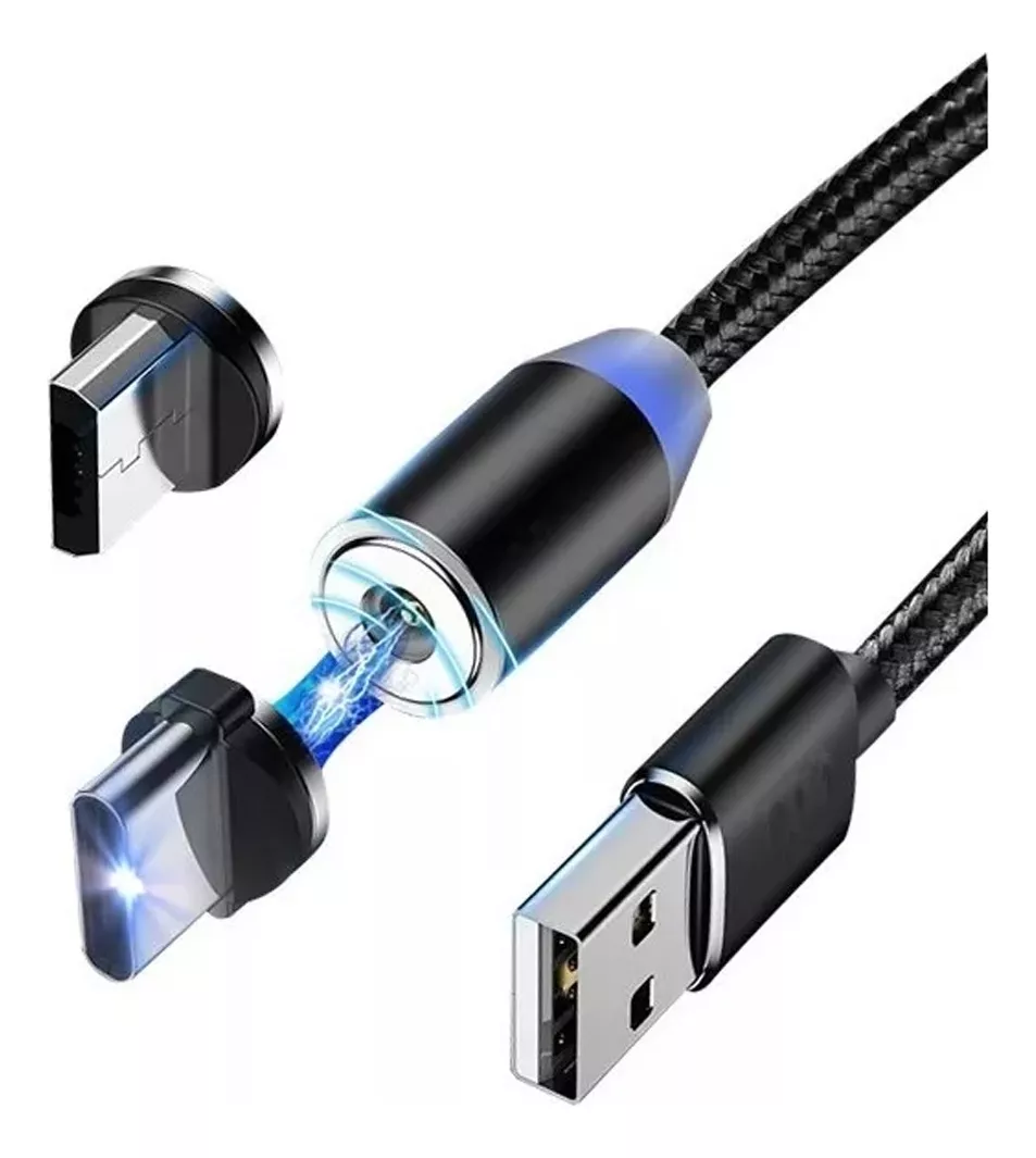 Cable Usb Magnetico 2 En 1 Carga Rapida Micro Usb + Usb C
