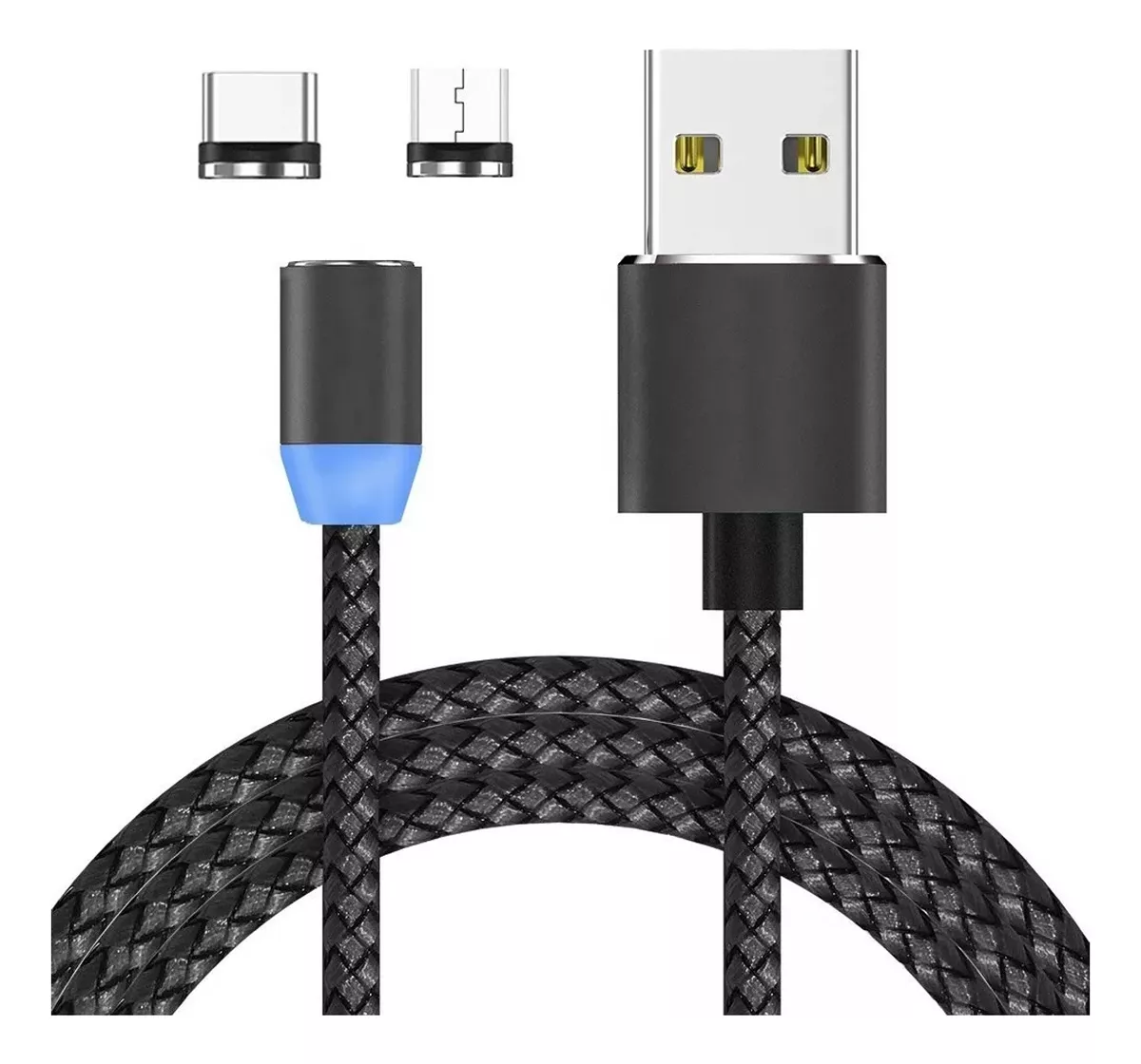 Cable Usb Magnetico 2 En 1 Carga Rapida Micro Usb + Usb C