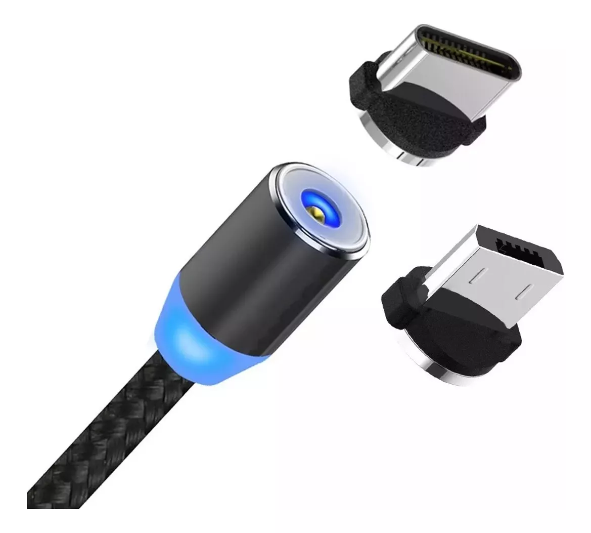 Cable Usb Magnetico 2 En 1 Carga Rapida Micro Usb + Usb C