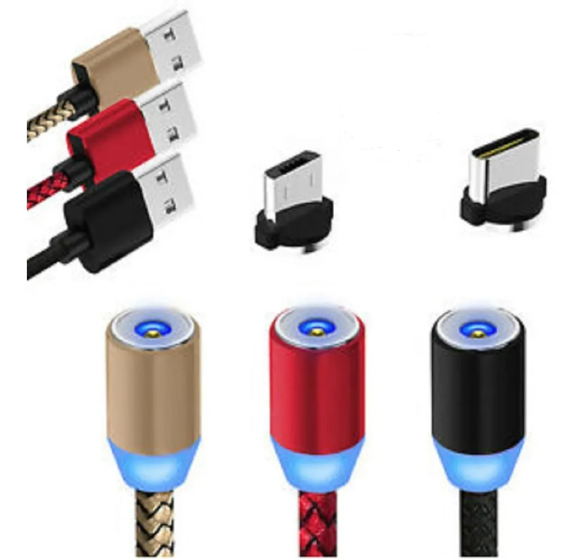 Cable Usb Magnetico 2 En 1 Carga Rapida Micro Usb + Usb C