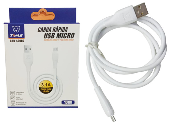 Cable Micro Usb De Carga Y Transferencia De Datos Carga Rápida 3.1A 1 Metro