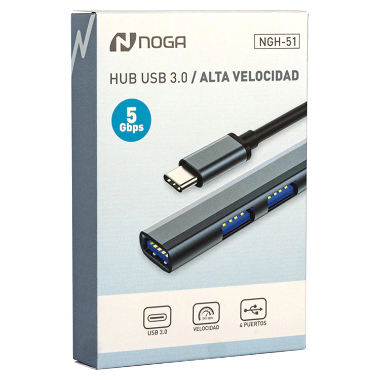 Hub Usb Con Conector Tipo C 4 Puertos Usb 3.0 Noga NGH-51