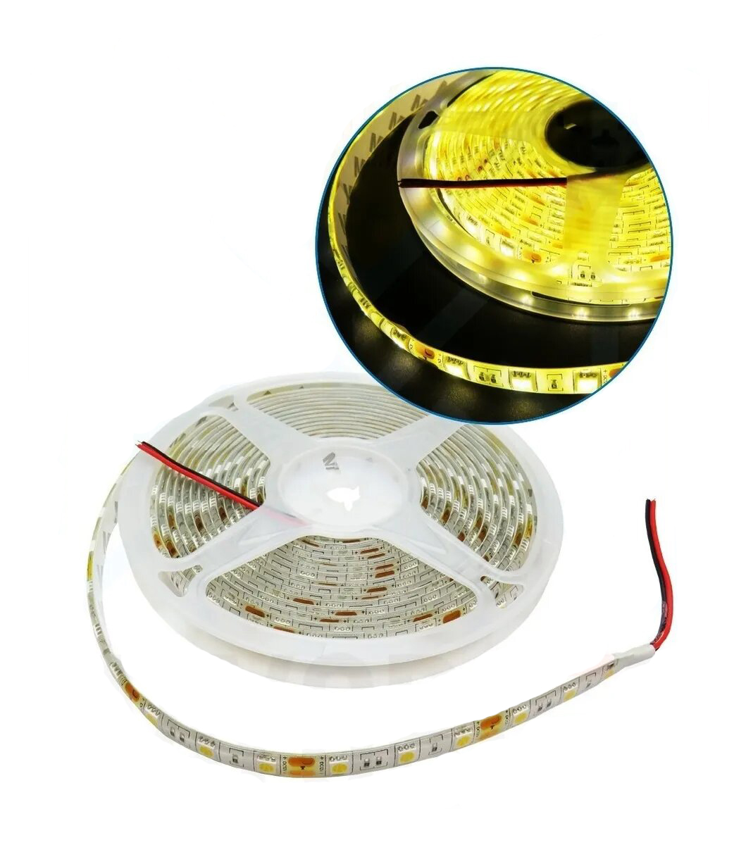 Tira LED 3528/2835 12V Para Interior IP20 5m Color Blanco Calido