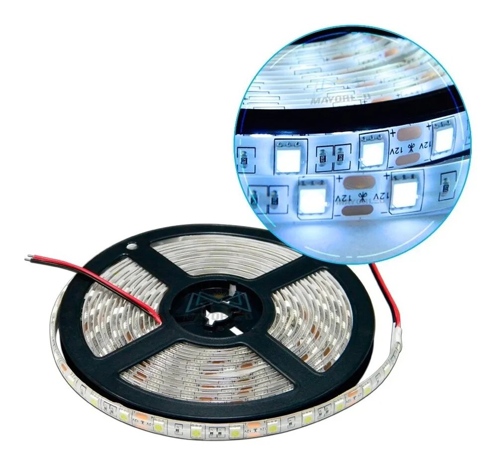 Tira LED 5050 12V Para Interior IP20 5m Color Blanco Frio