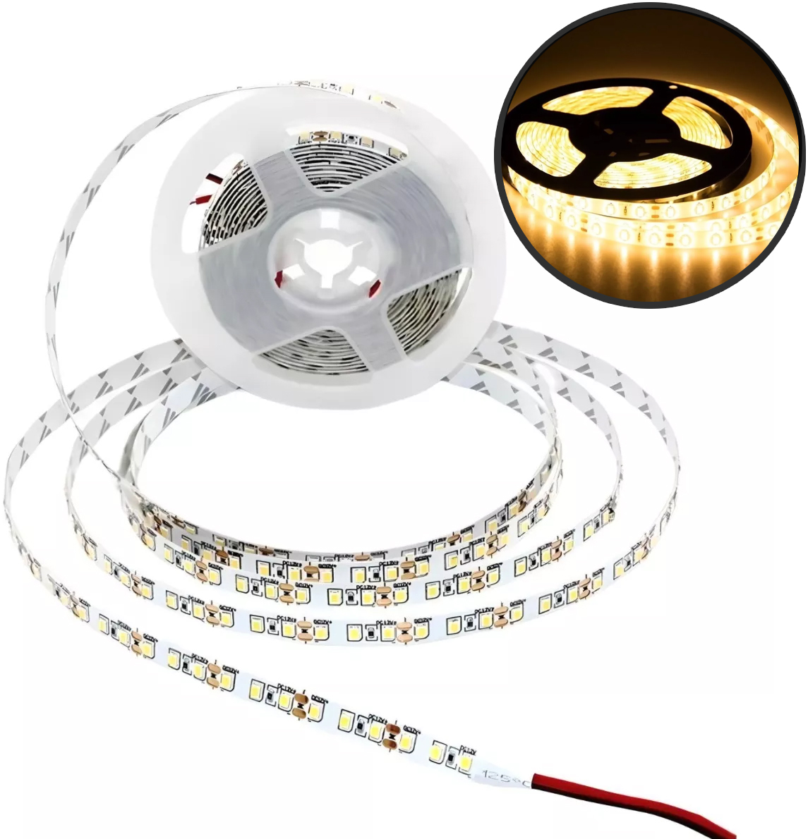 Tira LED 2835 12V 240led/m Para Interior IP20 5m Color Blanco Calido