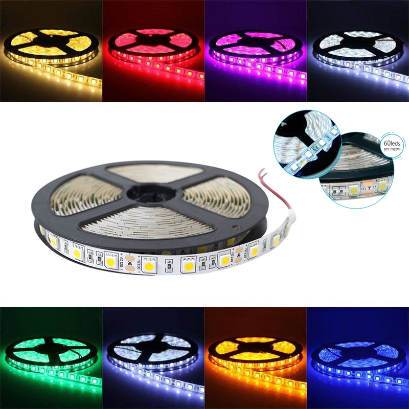 Tira LED 5050 12V Para Interior IP20 5m Color Verde