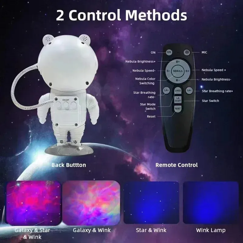 Proyector Astronauta Galaxia Estrellas Lámpara Luz Usb