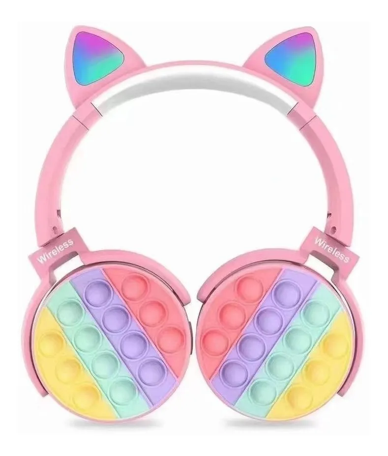 Auriculares Gatito Inalámbricos Bluetooth Pop It Rosa