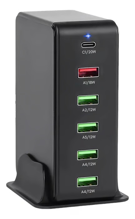 Estación De Carga Alta Potencia 65w Multi Puertos Usb y Tipo C