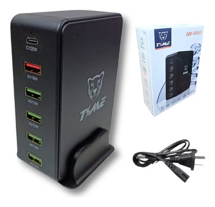 Estación De Carga Alta Potencia 65w Multi Puertos Usb y Tipo C