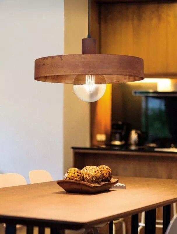 Colgante De Chapa 1 Luz E27 Para Interior Detalles En Cobre Color Azul