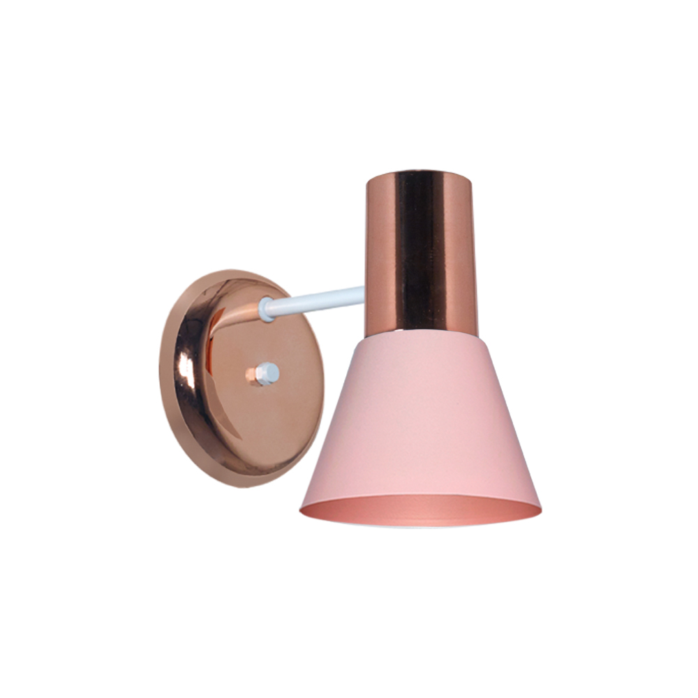 Applique de Pared 1 Luz E27 Estilo Industrial Color Rosa y Cobre