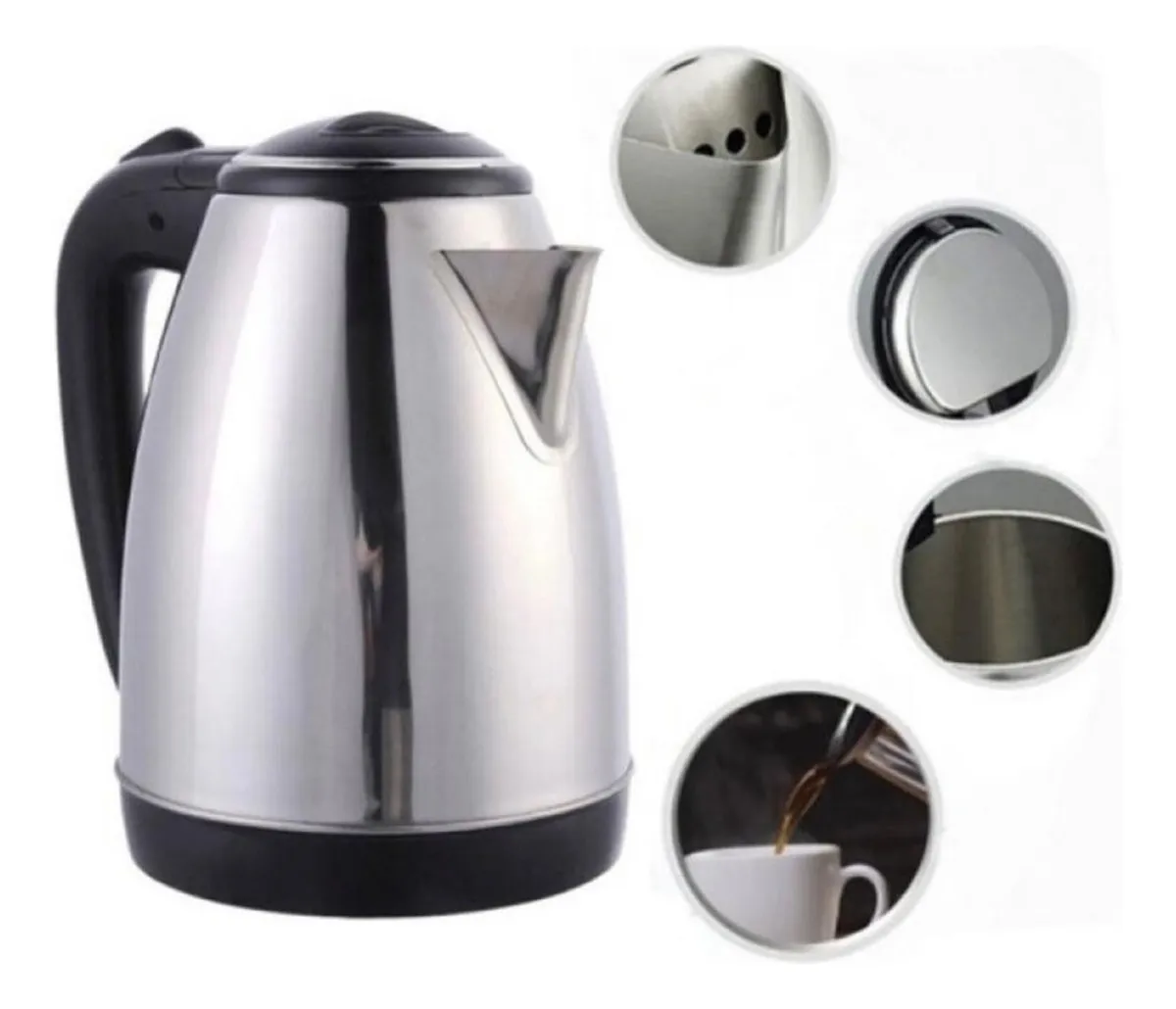 Jarra Pava Electrica Hytoshy Metalica Con Corte Mate 2 L