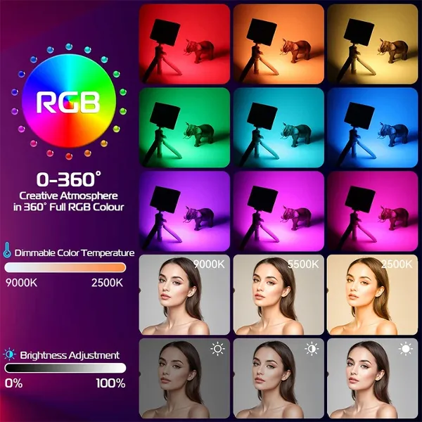 Luz Led Blanco + Rgb Recargable Para Celular O Cámaras