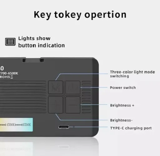 Luz Led Blanco + Rgb Recargable Para Celular O Cámaras