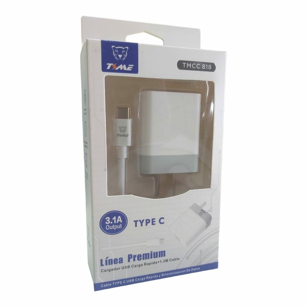 Cargador Celular 220v 2 Usb 3.1a + Cable Usb Tipo C