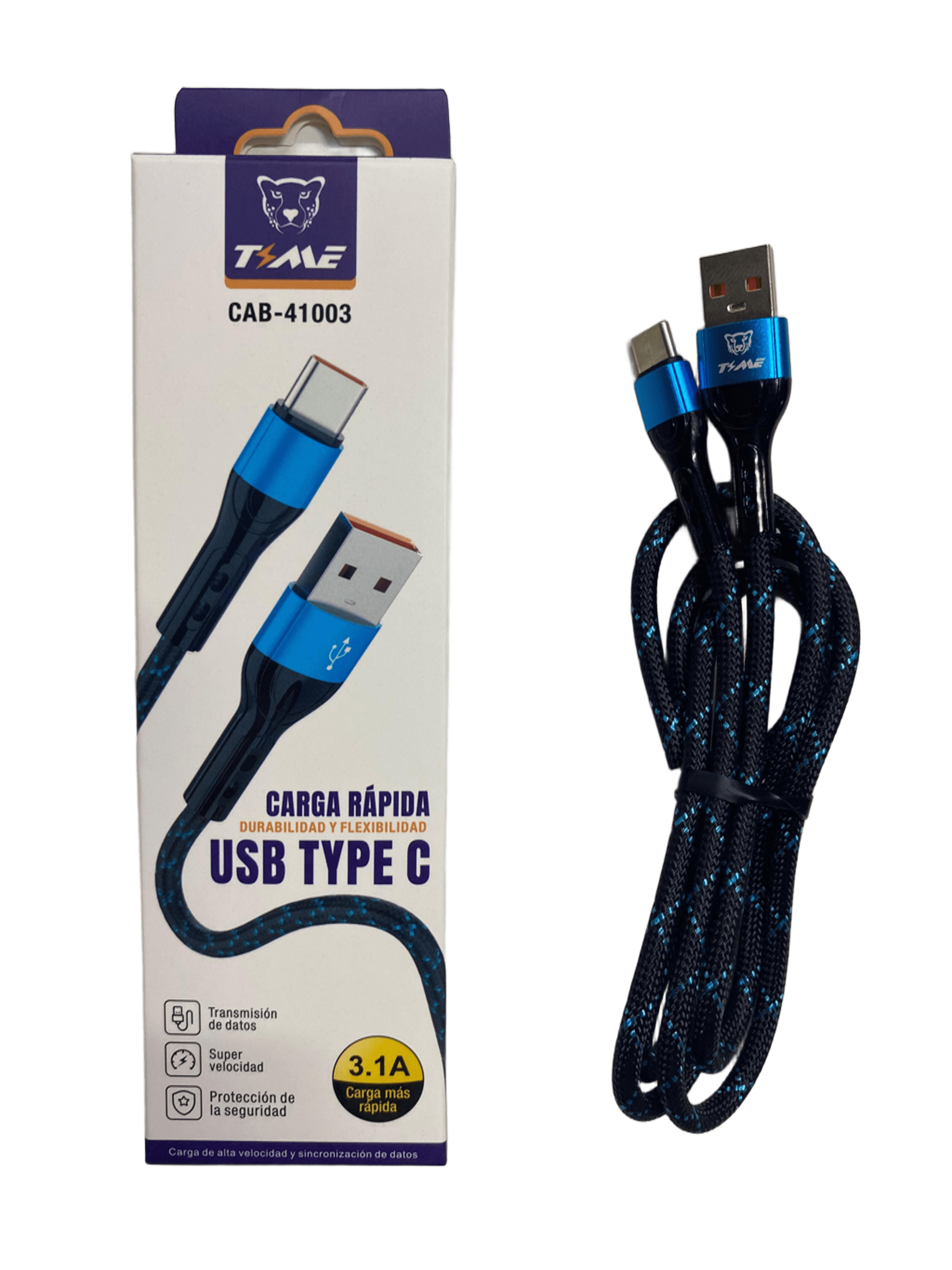 Cable USB Tipo C 3.1A Carga Rápida Y Datos Trenzado.