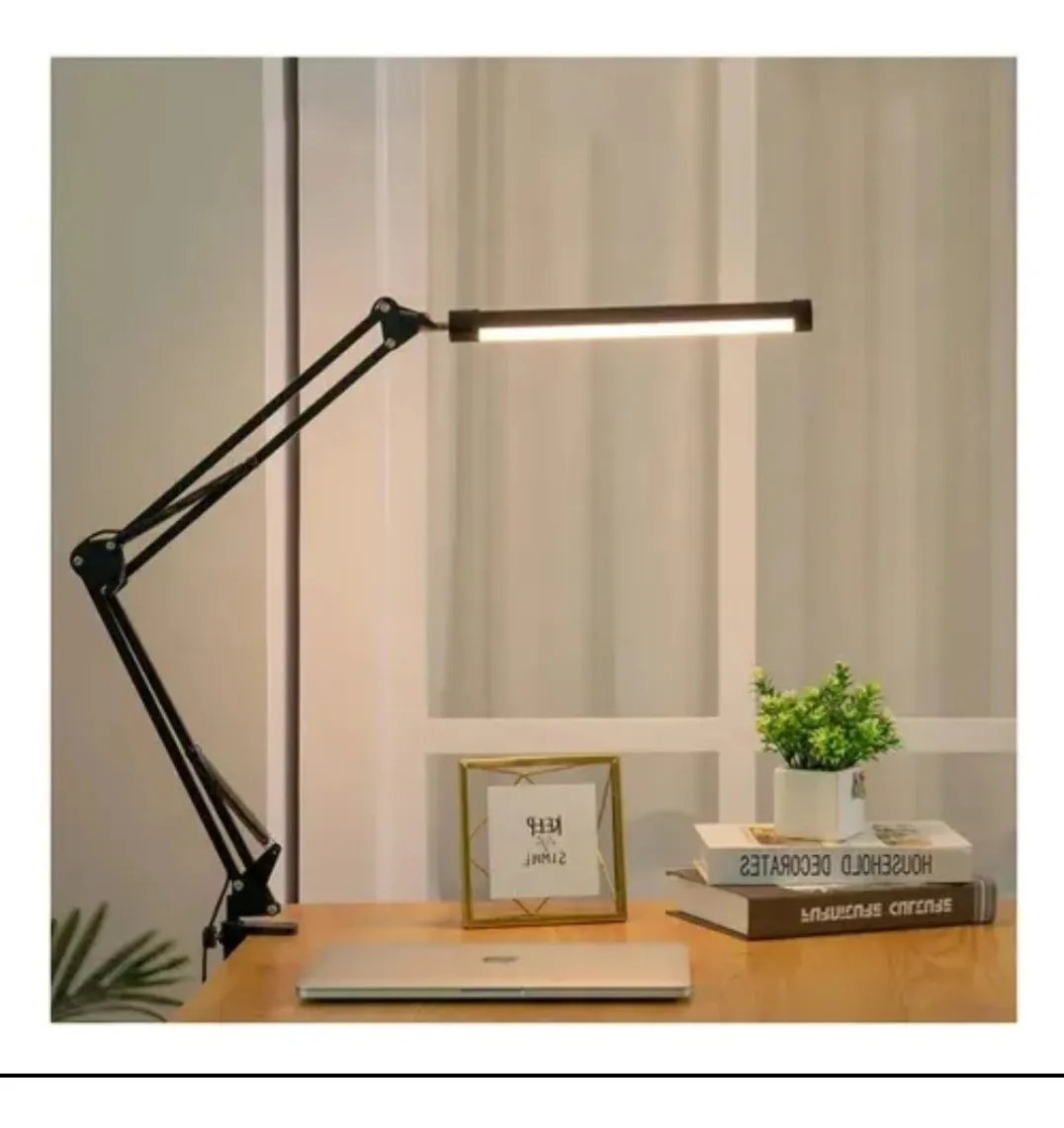 Lampara Led De Escritorio Retractil Articulada Fria Y Calida Velador