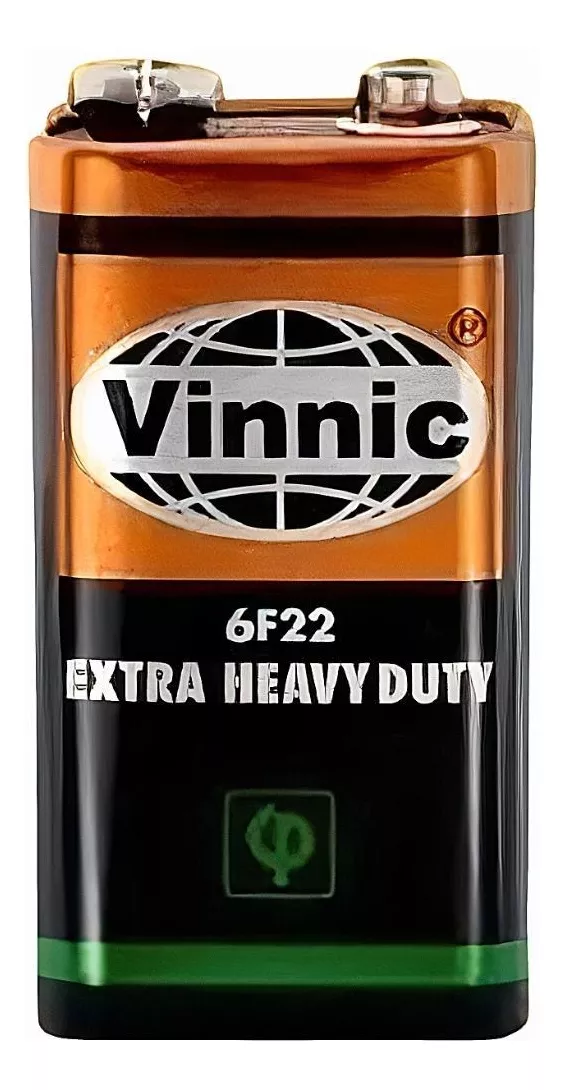 Batería Vinnic 9V Carbón Extra Heavy Duty x Unidad