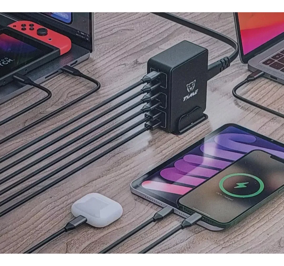 Estación De Carga Alta Potencia 120w Multi Puertos Usb y Tipo C