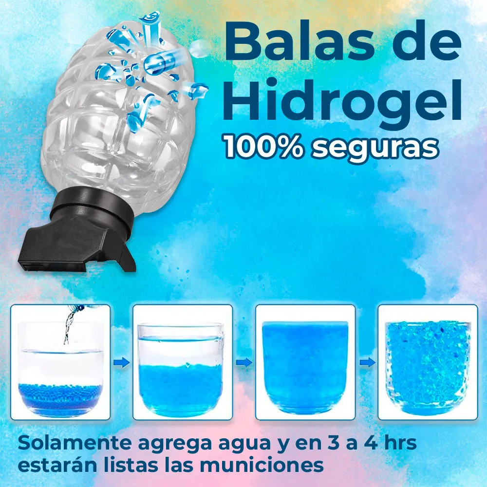 Pistola Hidrogel Ametralladora Juguete Con Municiones Recargable Usb