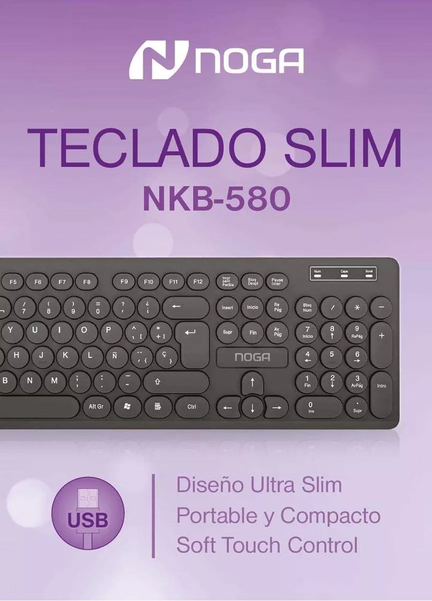 Teclado Ultra Slim Multimedia Cable Usb Portable Noga Nkb580