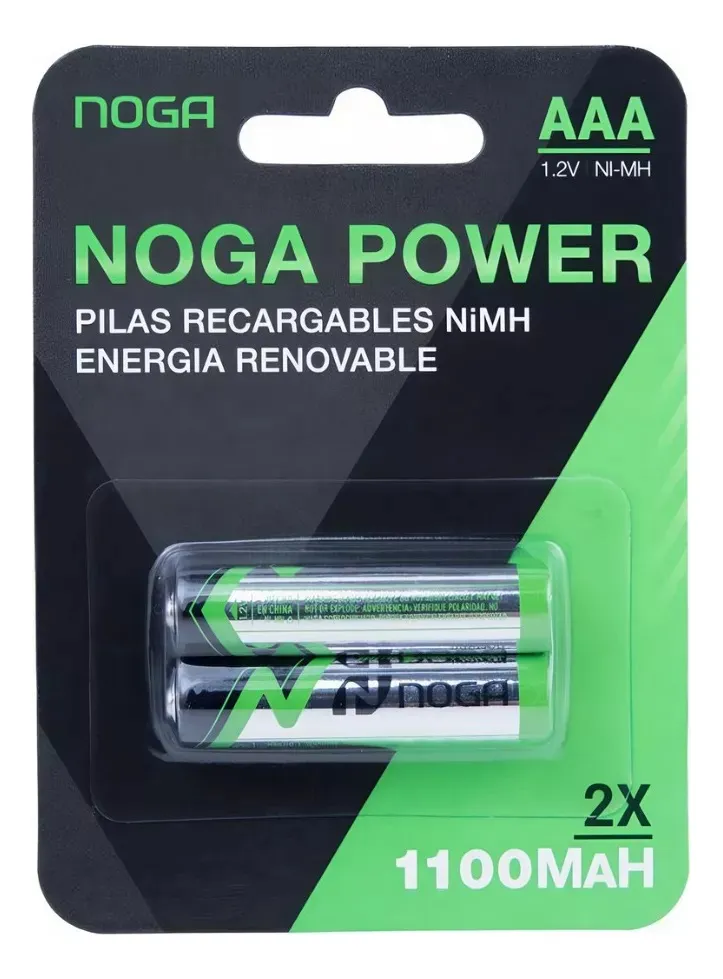 Pilas Recargables AAA Noga 2u Blíster Cerrado 1100mAh