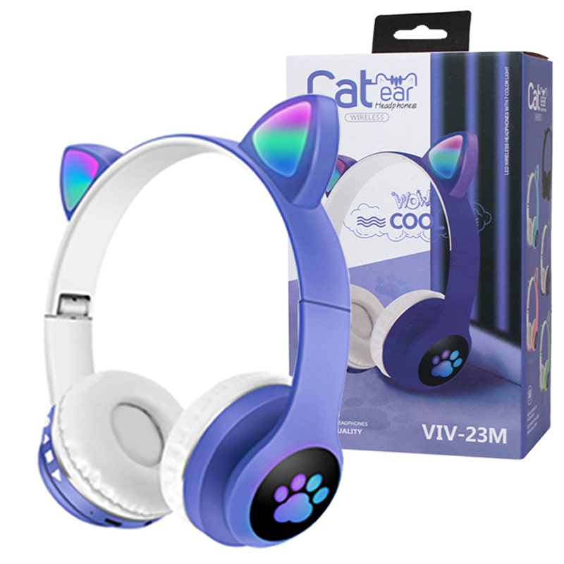 Auriculares Inalámbricos Vincha Oreja Gatito Led Rgb Cat Bluetooth