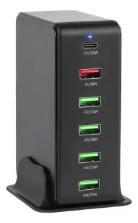 Estación De Carga Alta Potencia 65w Multi Puertos Usb y Tipo C