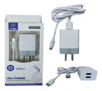 Cargador Celular 220v 2 Usb 3.1a + Cable Usb Tipo C