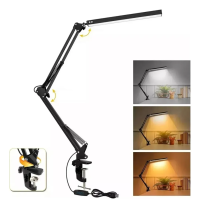 Lampara Led De Escritorio Retractil Articulada Fria Y Calida Velador