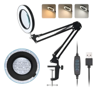 Lampara Les De Escritorio Con Lupa Brazo Articulado Fria y Calida