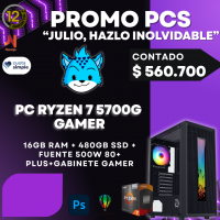 Pc Armada Amd Ryzen 7 5700G WiFi - Gabinete Gamer RGB