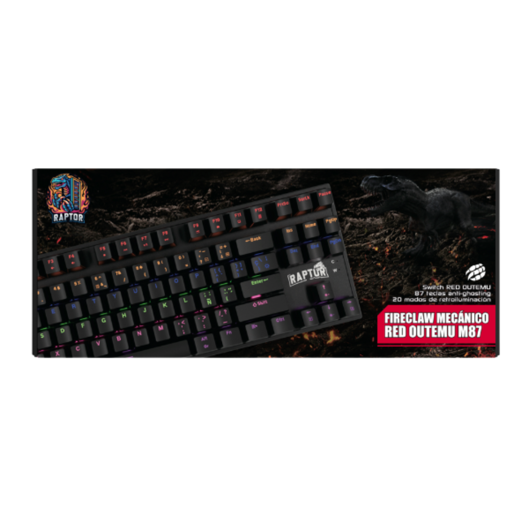Teclado Raptor Fireclaw M87 Mecanico Rgb Red Outemu 80-por-ciento