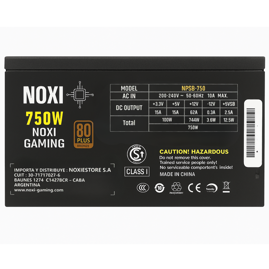 Fuente Noxi Gaming 750w Bronce