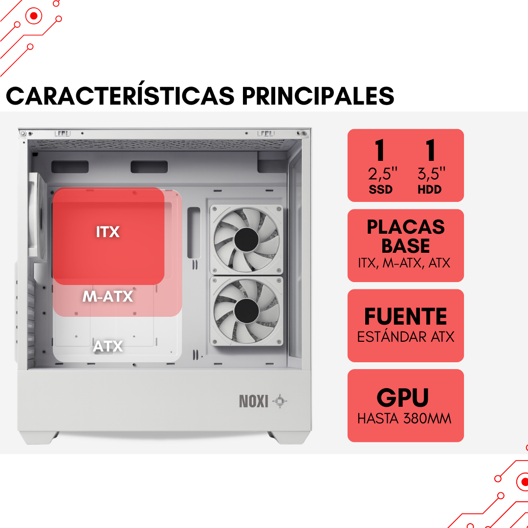 Gabinete Noxi Gaming Zowi  3 Fans White