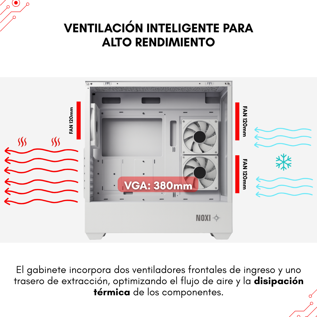 Gabinete Noxi Gaming Zowi  3 Fans White