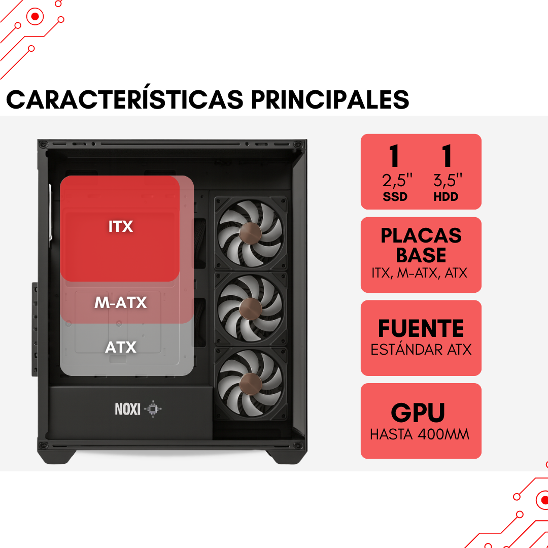 Gabinete Noxi Gaming  Kuma 4 Fans Black