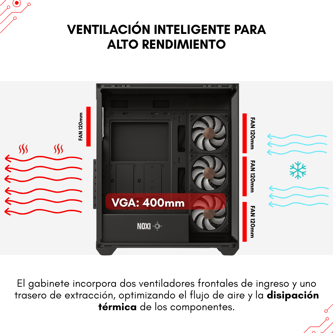 Gabinete Noxi Gaming  Kuma 4 Fans Black