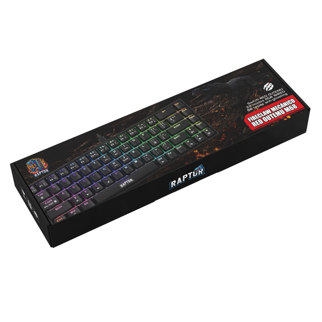 Teclado Gamer Raptor Fireclaw M68 Mecanico Retroiluminado Switch Red Outemu