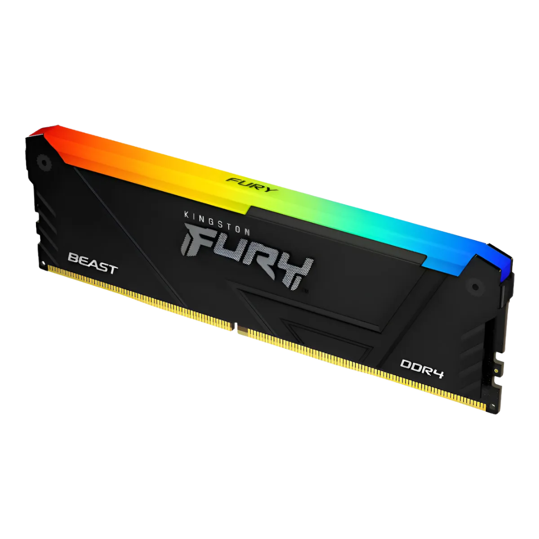 Memoria Ram Udimm Kingston Fury Beast 16gb Ddr4 3200 Mhz Cl16 1.35v Single Negro Rgb