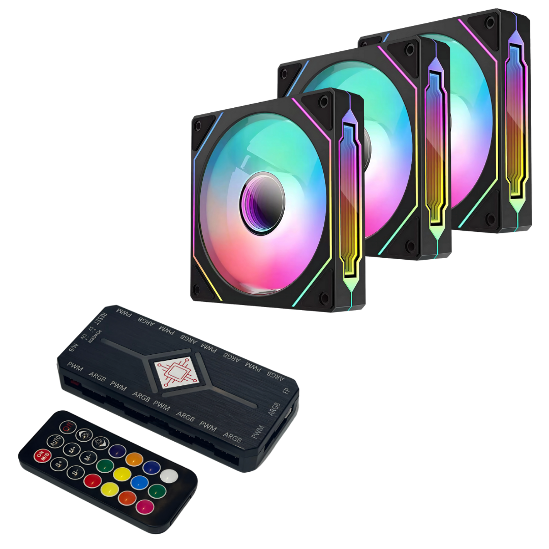 Combo Controladora Noxi + 3 Coolers Noxi Ifrit Black Argb 5v 3pin