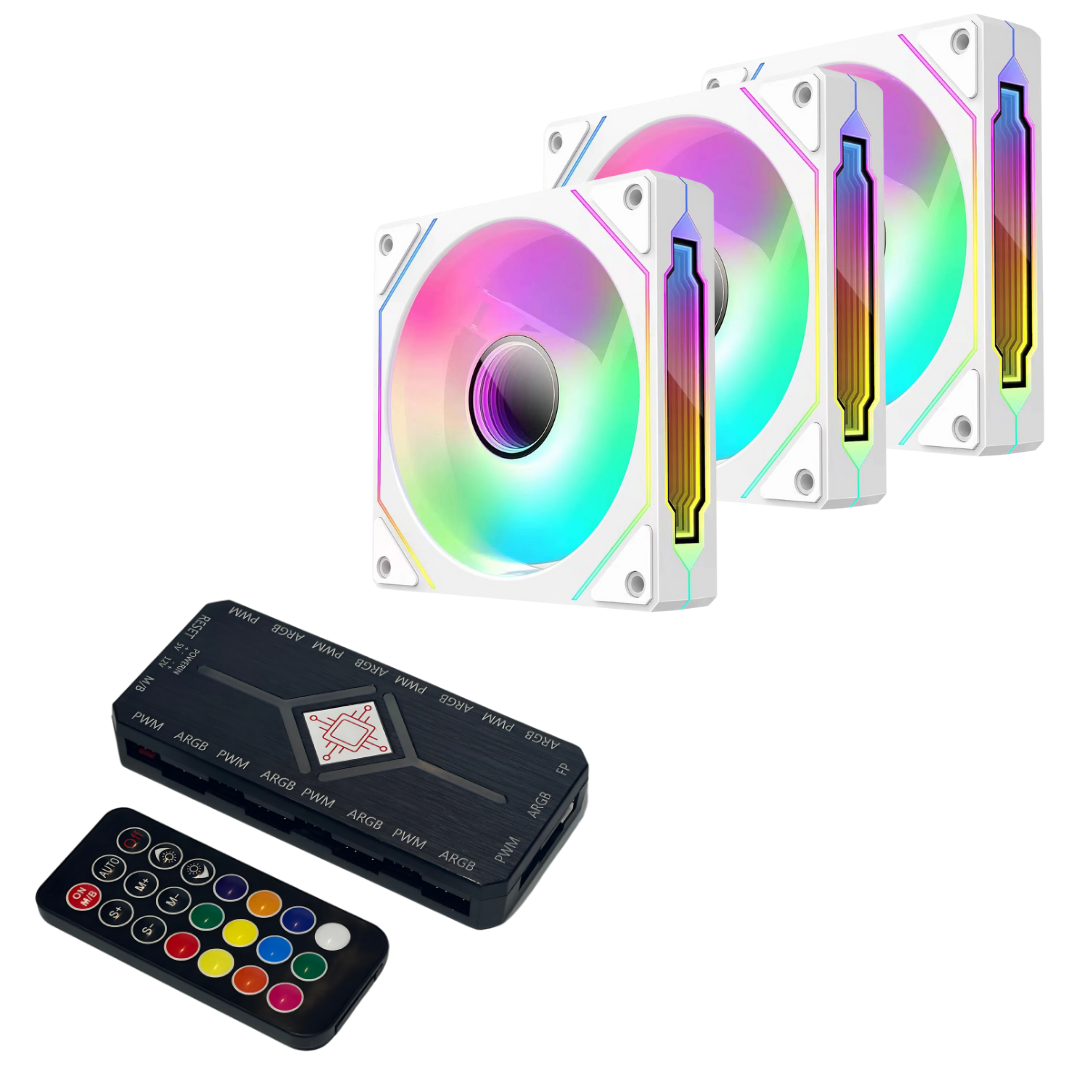 Combo Controladora Noxi + 3 Coolers Noxi Ifrit White Argb 5v 3pin
