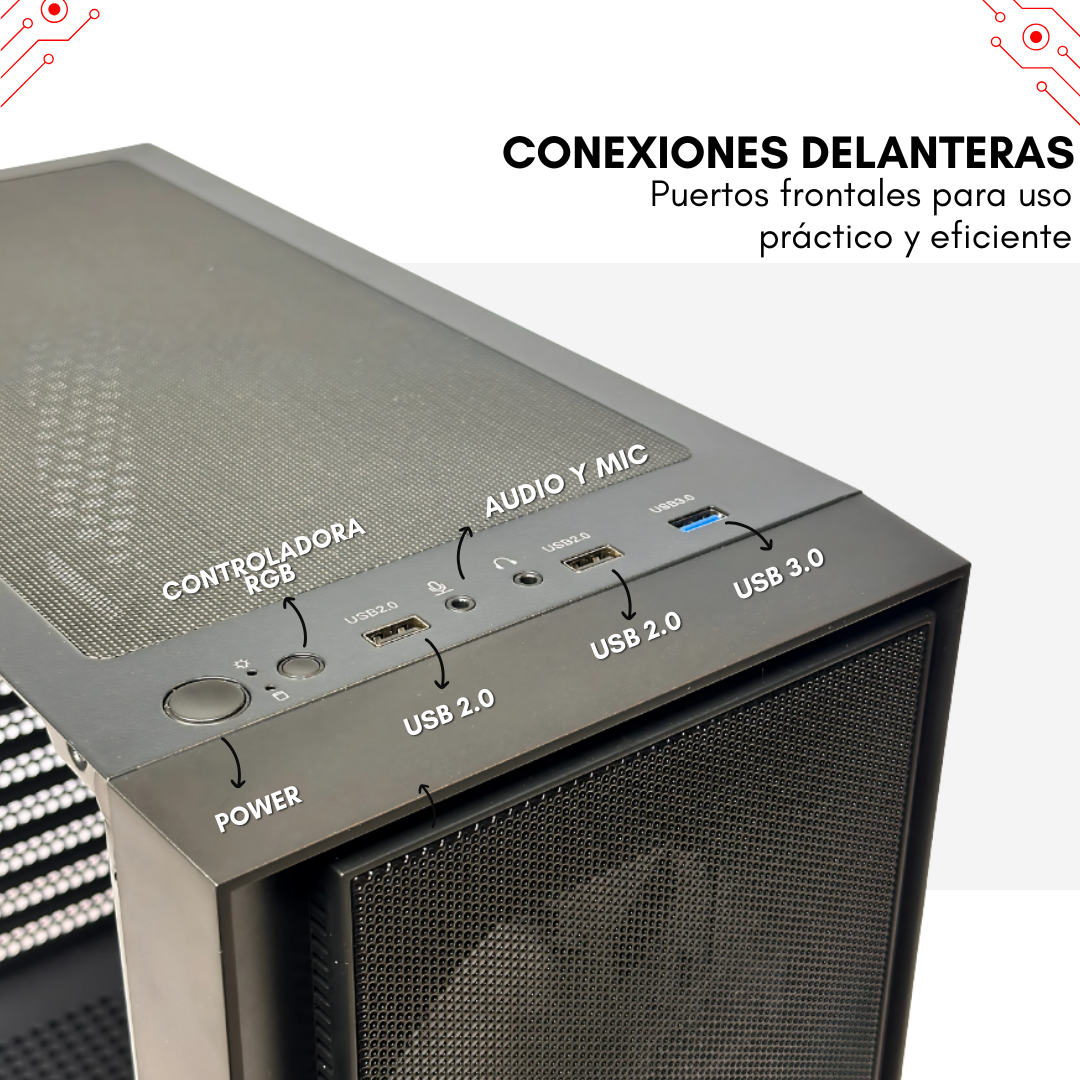 Gabinete Noxi Gaming Flare V2 Con Fuente 500w + Kit Teclado Y Mouse
