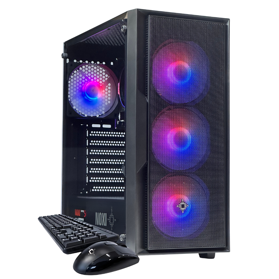 GABINETE NOXI GAMING FLARE V2 CON FUENTE 500W + KIT TECLADO Y MOUSE