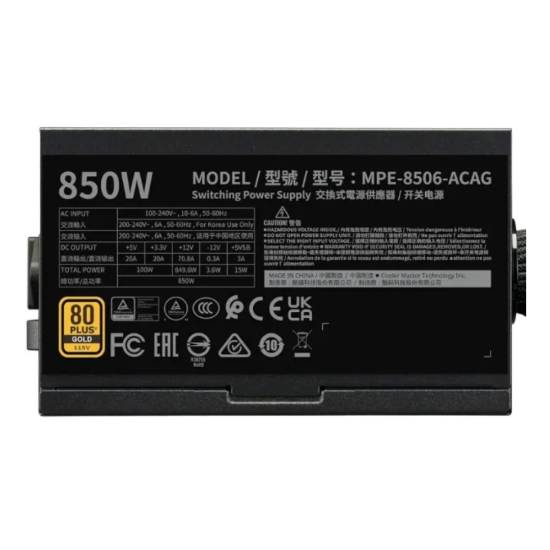 Fuente Cooler Master Mwe 850w 80 Plus Gold