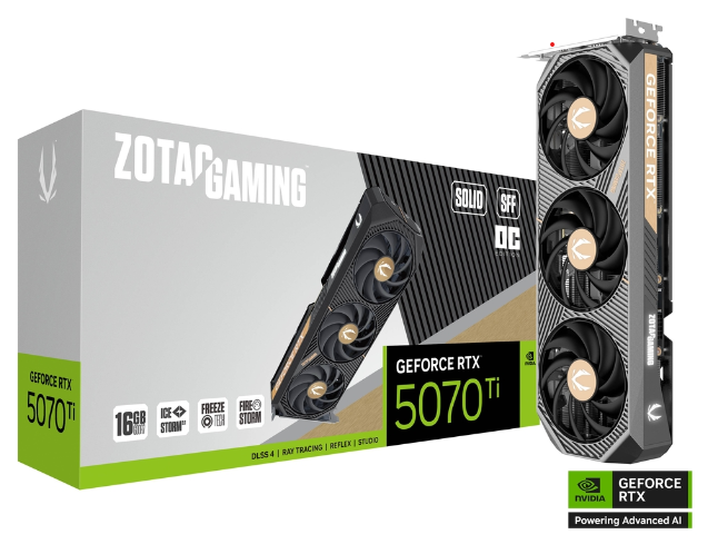 Placa De Video Zotac Gaming Geforce Rtx 5070 Ti Solid Oc 16gb