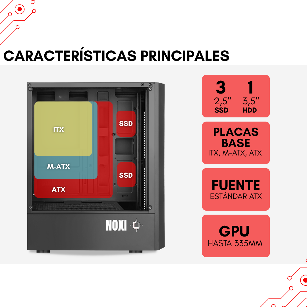 Gabinete Noxi Gaming Hika + X4 Fan Rgb