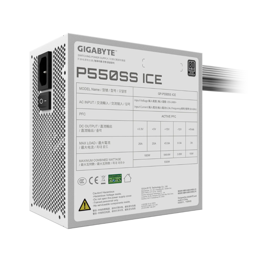 Fuente 550w Gigabyte 80 Plus Silver Gp-p550ss Ice