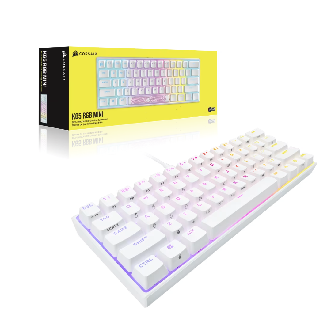 Teclado Corsair K65 Rgb Mini 60-por-ciento Mecanico Cherry Mx Speed White